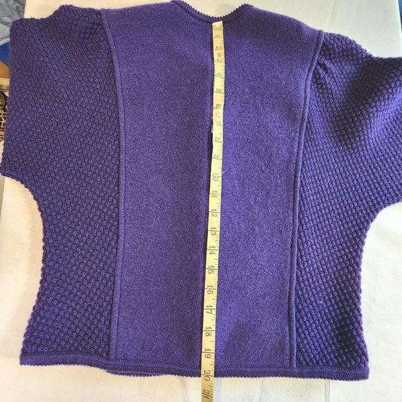 Geiger Wool Cropped Women's Blazer Jacket EU 34 USA Small Vintage Purple Button - Picture 9 of 10